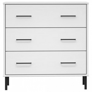 Servantă cu 3 sertare, alb, 77x40x79,5 cm, lemn masiv OSLO - V350981V - Img 4