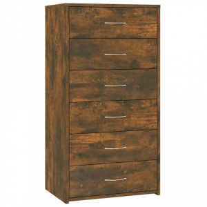 Servantă cu 6 sertare, stejar fumuriu, 50x34x96 cm, lemn - V815363V