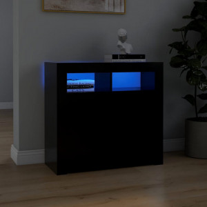 Servantă cu lumini LED, negru, 80x35x75 cm - V804329V - Img 2