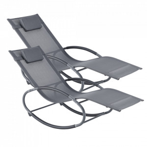 Set 2 bucati scaun balansoar gradina, 120 Kg, gri inchis - P76237850 - Img 2
