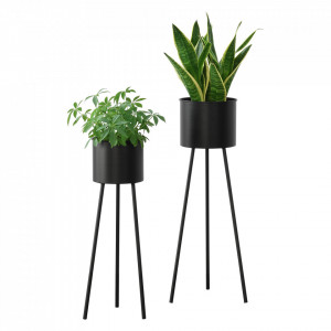 Set 2 bucati suport flori Dalhem, metal, negru, masuri diferite - P73583784 - Img 1