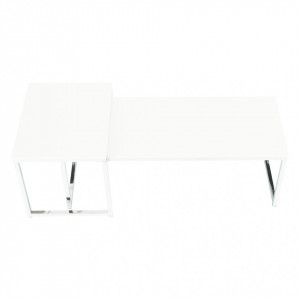 Set 2 măsuţe de cafea, alb și crom, 100x35x50 cm, 50x40x40 cm - TP252417 - Img 5