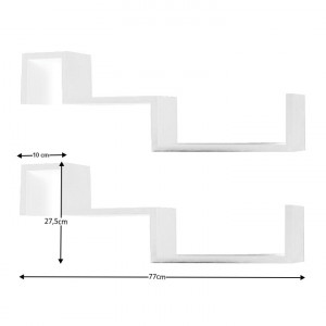Set 2 poliţe, 77x10x27,5 cm, alb - TP203547 - Img 2