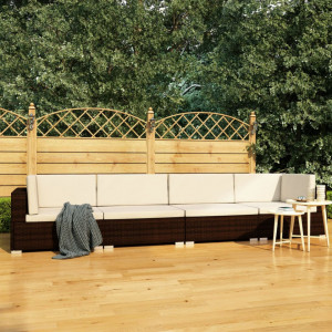 Set canapele de gradina cu perne, 4 piese, maro, poliratan - V47269V