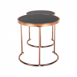 Set de 2 măsuţe de cafea, auriu și negru, 50x50 cm, 42x42 cm - TP276670 - Img 14