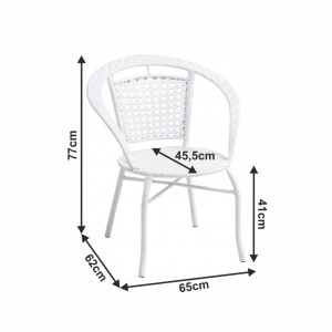 Set de grădină din ratan cu 3 piese, 1 măsuţă şi 2 scaune, alb - TP254779 - Img 3