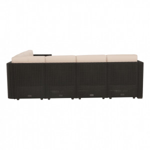 Set de grădină din ratan cu 3 piese, 2 măsuţe şi 1 colţar, maro - TP254773 - Img 7