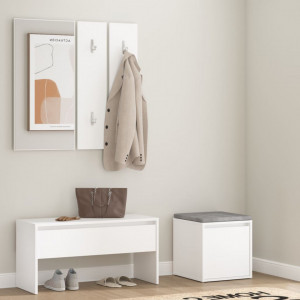 Set de mobilier pentru hol, alb, lemn prelucrat - V3082044V - Img 2