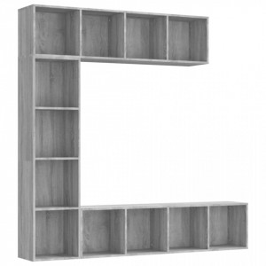 Set dulap TV/cărți, 3 piese, sonoma gri, 180x30x180 cm - V3152714V