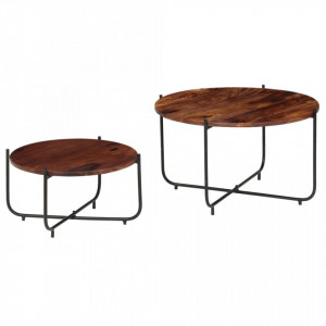Set masa de cafea, 2 piese, lemn masiv de sheesham, 60 x 35 cm - V246015V - Img 2
