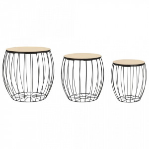 Set masute de cafea, 3 buc., placaj de plop, fier - V246838V - Img 2