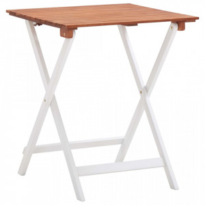 Set mobilier bistro, 3 piese, maro inchis; alb lemn de acacia - V46323V - Img 3