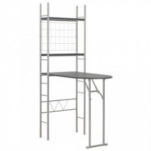 Set mobilier bucatarie cu depozitare 3 piese negru, MDF si otel - V284404V - Img 3