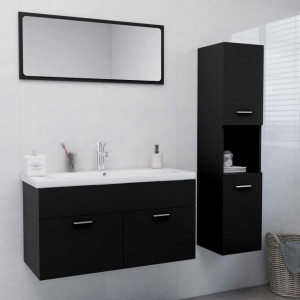 Set mobilier de baie, negru, lemn prelucrat - V3070974V - Img 2