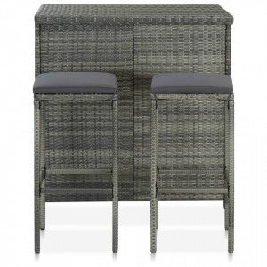 Set mobilier de bar, 3 piese, gri, poliratan - V313472V