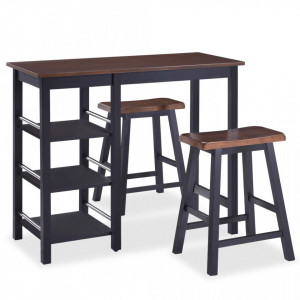 Set mobilier de bar, 3 piese, MDF, negru - V245363V - Img 2