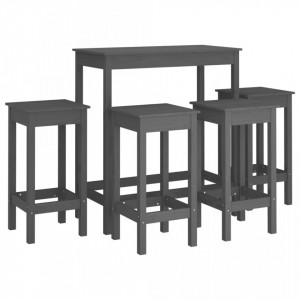 Set mobilier de bar, 5 piese, gri, lemn masiv de pin - V3124699V - Img 1