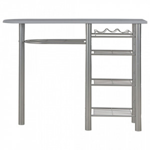 Set mobilier de bar, cu rafturi, 3 piese, gri, lemn si otel - V284401V - Img 3