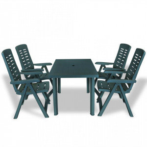 Set mobilier de exterior, 5 piese, verde, plastic - V275079V