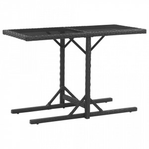 Set mobilier de exterior cu perne, 3 piese, negru, poliratan - V46373V - Img 3