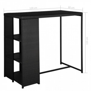 Set mobilier de exterior cu perne, 5 piese, negru, poliratan - V44177V - Img 4