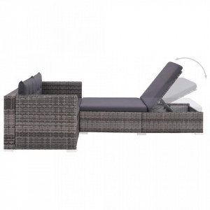 Set mobilier de gradina cu perne, 3 piese, gri, poliratan - V44427V - Img 3