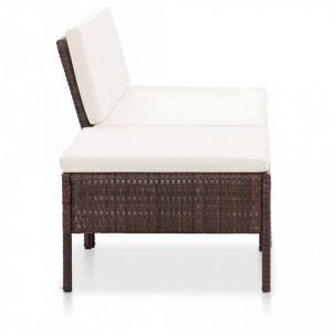 Set mobilier de gradina cu perne, 3 piese, maro, poliratan - V48955V - Img 3