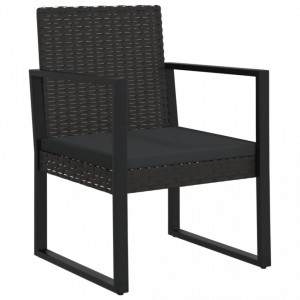 Set mobilier de grădină cu perne, 3 piese, negru, poliratan - V319198V - Img 3