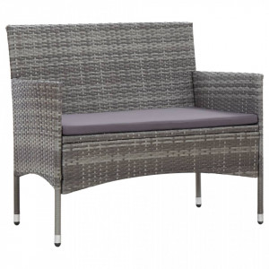 Set mobilier de gradina cu perne, 4 piese, gri, poliratan - V45812V - Img 2