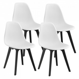 Set patru bucati scaune design Ava, 83 x 54 x 48 cm, plastic, alb/negru - P58616395 - Img 1