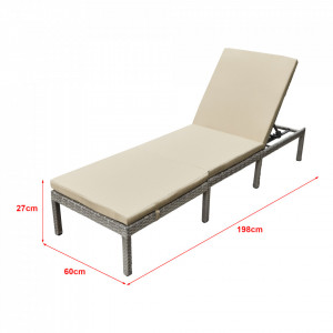 Sezlong, 120 Kg, gri deschis/crem - P76686971 - Img 3