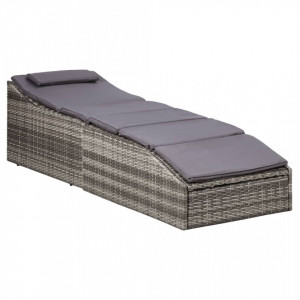 Sezlong cu perna, gri, poliratan - V46540V - Img 2
