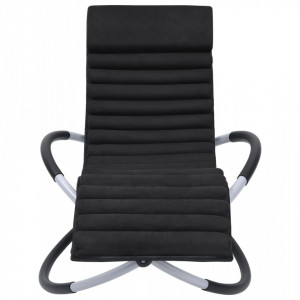 Șezlong de exterior cu pernă, negru, oțel - V310496V