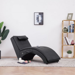 Sezlong de masaj cu perna, negru, piele artificiala - V281344V
