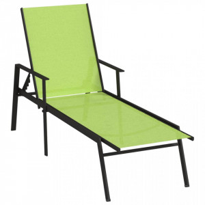Șezlong, verde, oțel și țesătură de textilenă - V317598V