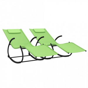 Șezlonguri balansoare,2 buc., verde,oțel și textilenă - V318131V