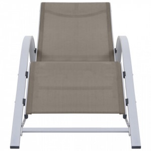 Șezlonguri de plajă, 2 buc., cu masă, gri taupe, aluminiu - V310538V - Img 4
