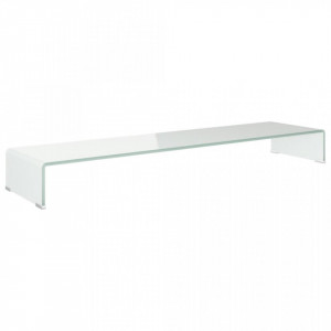 Stand TV/Suport monitor, sticlă, alb, 120x30x13 cm - V244149V - Img 1