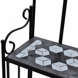 Suport flori cu rafturi din ceramică cu mozaic, Alb-Negru - V41133V - Img 3