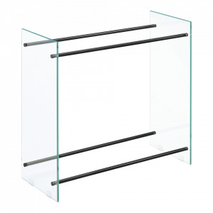 Suport lemne foc Oshawa Glas, , 80x80x35cm, otel/sticla securizata, transparent/negru - P71901957 - Img 2