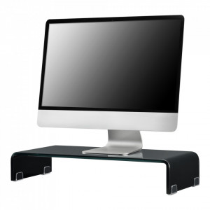 Suport pentru monitor Pretoria S60, 60 x 25 x 11 cm, sticla, negru lacuit - P70550048 - Img 1