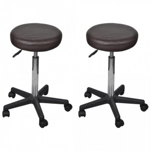 Taburete de birou, 2 buc., maro, 35,5x98 cm, piele ecologica - V277178V