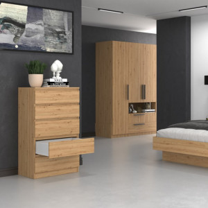 TECOAR108 - Comoda 70 x 40 x 112 cm, Stejar Artisan - Img 4