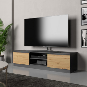 TECOTVAN-AR102 - Comoda TV, 140x 40 x 36 cm, Antracit-Stejar Artisan, PAL - Img 1