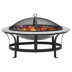 Vatră de foc de exterior cu grătar, 76 cm, oțel inoxidabil - V46530V
