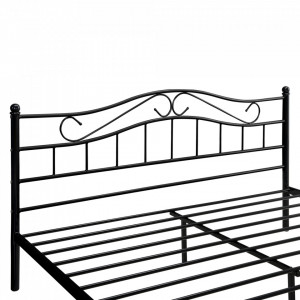Vintage pat frantuzesc cu cadru metalic - cu saltea spuma rece - 140 x 200 cm (negru) - P49979445 - Img 3