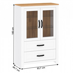 Vitrină, alb/stejar craft auriu, 93,7x40,7x140 cm - TP263913 - Img 2