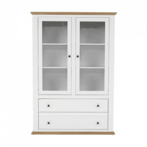 Vitrină, alb/stejar grand, 125x40x180 cm - TP264785 - Img 13