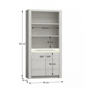 Vitrină, culoarea frasin alb, 96x192x42 cm - TP108485 - Img 2