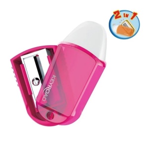 Ascutitoare simpla cu radiera Keyroad Twist, rotativa, 2 in 1 - Img 1